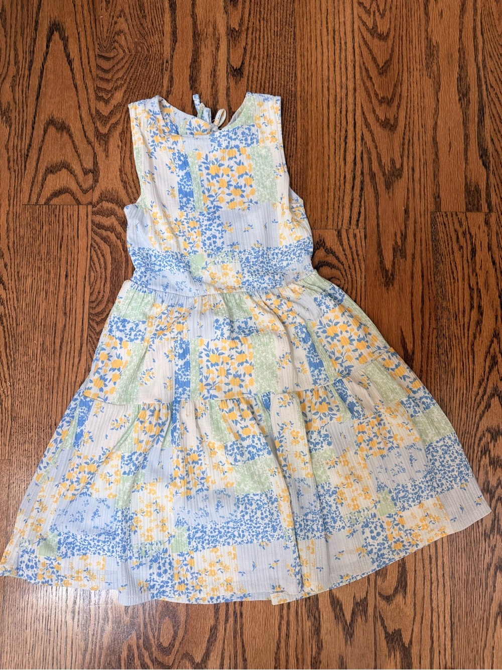 Girls' Tiered Floral Sundress - Blue, Yellow & Green - Size 8